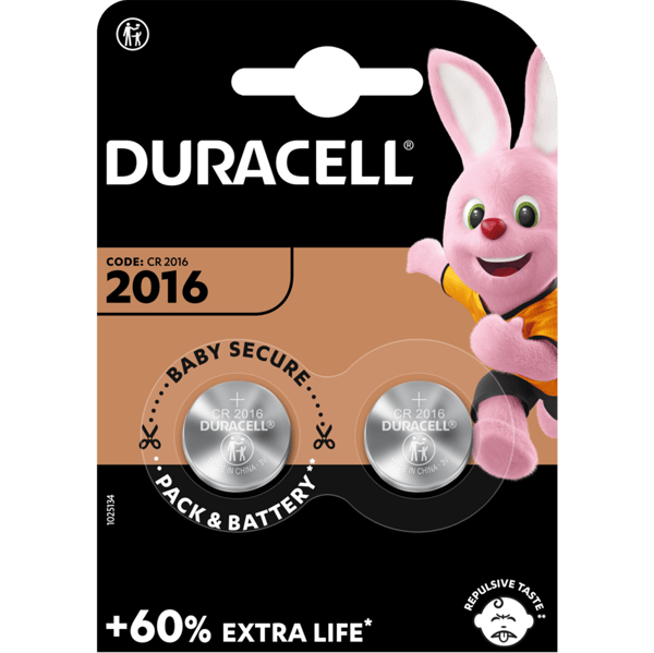 Литиеви батерии CR2016 Duracell DL2016 - 3V - 2 батерии