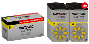 80 Батерии за слухов апарат 10 Extra Advance - Rayovac PR70