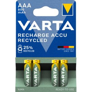 Акумулаторни батерии ААA Varta Recycled AAA - 800 mAh - 4 броя - 1.2V