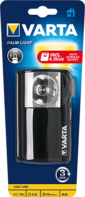 Класически метален фенер Varta Palm Light с батерия 3R12
